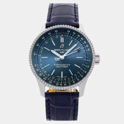 Pre Owned Pre-Owned Breitling Navitimer A17395161C1P2 Blue Automatic Stainless Steel Men's Wristwatch 35 mm
