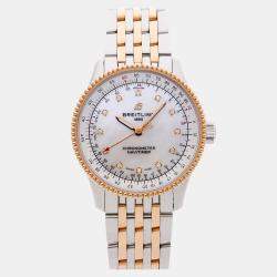 Pre Owned Pre-Owned Breitling Navitimer U17395211A1U1 White Automatic18k Rose Gold Stainless Steel Men's Wristwatch 35 mm