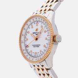 Pre Owned Pre-Owned Breitling Navitimer U17395211A1U1 White Automatic18k Rose Gold Stainless Steel Men's Wristwatch 35 mm