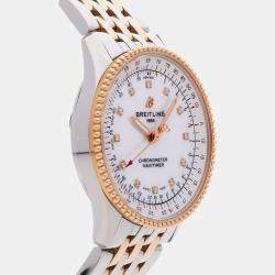 Pre Owned Pre-Owned Breitling Navitimer U17395211A1U1 White Automatic18k Rose Gold Stainless Steel Men's Wristwatch 35 mm