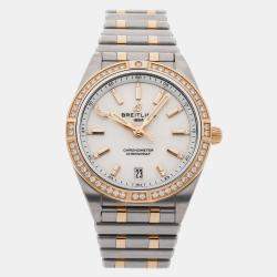 Pre Owned Pre-Owned Breitling Chronomat U10380591A1U1 Silver Automatic 18k Rose Gold Stainless Steel Men's Wristwatch 36 mm