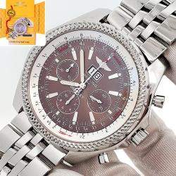 Pre Owned Breitling Bentley A44362 Automatic Brown Stainless Steel Men's Wristwatch 49 mm