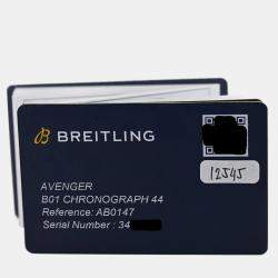 Pre Owned Breitling Avenger B01 Chronograph Ab0147101l1x1 Automatic Green Stainless Steel Men's Wristwatch 44 mm