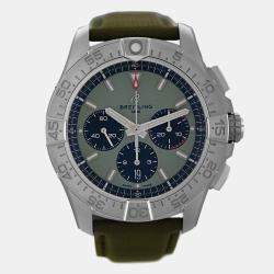 Pre Owned Breitling Avenger B01 Chronograph Ab0147101l1x1 Automatic Green Stainless Steel Men's Wristwatch 44 mm
