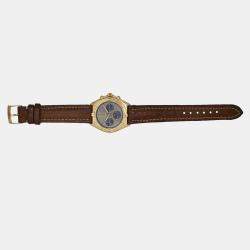Pre Owned Breitling Chrono Sextant K55045 Quartz Grey 18k Yellow Gold Midsize Men's Wristwatch 36 mm