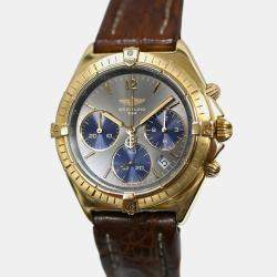 Pre Owned Breitling Chrono Sextant K55045 Quartz Grey 18k Yellow Gold Midsize Men's Wristwatch 36 mm