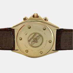 Pre Owned Breitling Chrono Sextant K55045 Quartz Grey 18k Yellow Gold Midsize Men's Wristwatch 36 mm