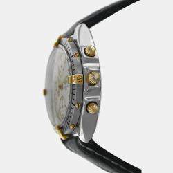 Pre Owned Breitling Chronomat B13048 Automatic White 18k Yellow Gold Stainless Steel Men's Wristwatch 40 mm