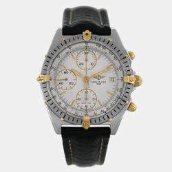 Pre Owned Breitling Chronomat B13048 Automatic White 18k Yellow Gold Stainless Steel Men's Wristwatch 40 mm