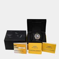 Pre Owned Breitling Chronomat Evolution C13356 Automatic Black 18k Yellow Gold Stainless Steel Men's Wristwatch 44 mm