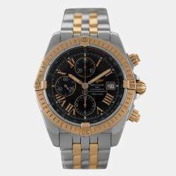Pre Owned Breitling Chronomat Evolution C13356 Automatic Black 18k Yellow Gold Stainless Steel Men's Wristwatch 44 mm
