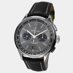 Pre Owned Breitling Premier B01 AB0118 Automatic Grey Stainless Steel Men's Wristwatch 42 mm