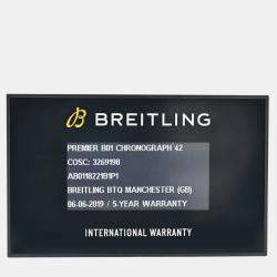 Pre Owned Breitling Premier B01 AB0118 Automatic Grey Stainless Steel Men's Wristwatch 42 mm