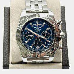 Pre Owned Breitling Chronomat 44 B01 AB0110 Automatic Blue Stainless Steel Men's Wristwatch 44 mm