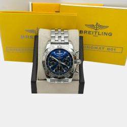 Pre Owned Breitling Chronomat 44 B01 AB0110 Automatic Blue Stainless Steel Men's Wristwatch 44 mm