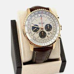 Pre Owned Breitling Navitimer 1 B01 Chronograph RB0127 Automatic White 18k Rose Gold Men's Wristwatch 46 mm