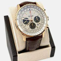Pre Owned Breitling Navitimer 1 B01 Chronograph RB0127 Automatic White 18k Rose Gold Men's Wristwatch 46 mm