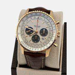 Pre Owned Breitling Navitimer 1 B01 Chronograph RB0127 Automatic White 18k Rose Gold Men's Wristwatch 46 mm