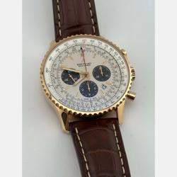 Pre Owned Breitling Navitimer 1 B01 Chronograph RB0127 Automatic White 18k Rose Gold Men's Wristwatch 46 mm