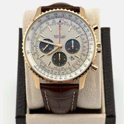 Pre Owned Breitling Navitimer 1 B01 Chronograph RB0127 Automatic White 18k Rose Gold Men's Wristwatch 46 mm