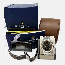 Pre Owned Breitling Navitimer UB0121 Automatic Grey 18k Rose Gold Stainless Steel Men's Wristwatch 43 mm