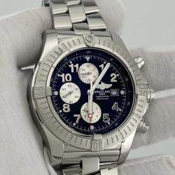 Pre Owned Breitling Super Avenger A13370 Automatic Black Stainless Steel Men's Wristwatch 48 mm