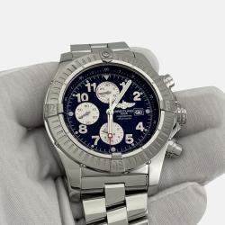 Pre Owned Breitling Super Avenger A13370 Automatic Black Stainless Steel Men's Wristwatch 48 mm