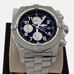 Pre Owned Breitling Super Avenger A13370 Automatic Black Stainless Steel Men's Wristwatch 48 mm