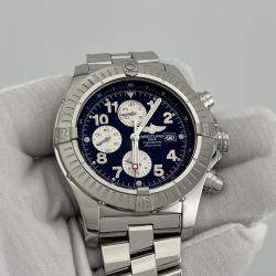 Pre Owned Breitling Super Avenger A13370 Automatic Black Stainless Steel Men's Wristwatch 48 mm