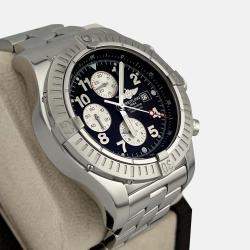 Pre Owned Breitling Super Avenger A13370 Automatic Black Stainless Steel Men's Wristwatch 48 mm
