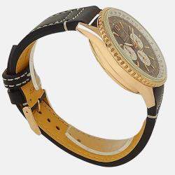 Pre Owned Breitling Navitimer H30330 Automatic Black Dial 18k Rose Gold Leather Men's Wristwatch 41 mm