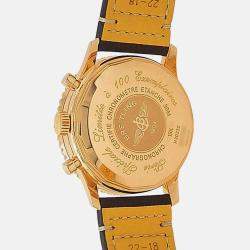 Pre Owned Breitling Navitimer H30330 Automatic Black Dial 18k Rose Gold Leather Men's Wristwatch 41 mm