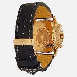 Pre Owned Breitling Navitimer H30330 Automatic Black Dial 18k Rose Gold Leather Men's Wristwatch 41 mm