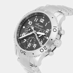 Pre Owned Breguet Transatlantique Type XXI Flyback 3810ST/92/SZ9 Automatic Black Dial Stainless Steel Men's Wristwatch 42 mm