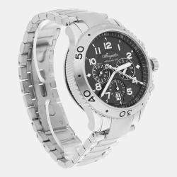 Pre Owned Breguet Transatlantique Type XXI Flyback 3810ST/92/SZ9 Automatic Black Dial Stainless Steel Men's Wristwatch 42 mm