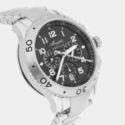 Pre Owned Breguet Transatlantique Type XXI Flyback 3810ST/92/SZ9 Automatic Black Dial Stainless Steel Men's Wristwatch 42 mm