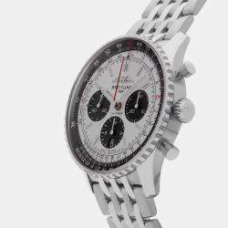 Pre Owned Pre-Owned Breitling Navitimer B01 Chronograph AB0138241G1A1 Silver Automatic Stainless Steel Men's Wristwatch 43 MM