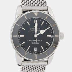 مملوكة مسبقًا ساعة يد رجالية بريتلينغ سوبرأوشن هيريتاج AB2010 أوتوماتيكية باللون الأسود من الفولاذ المقاوم للصدأ 42 ملم
