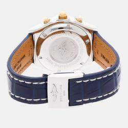 مملوكة مسبقًا ساعة يد رجالية بريتلينغ كروسويند أوتوماتيك ذهب أصفر عيار 18 قيراط ستانلس ستيل زرقاء مستعملة 42 مم