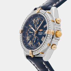 مملوكة مسبقًا ساعة يد رجالية بريتلينغ كروسويند أوتوماتيك ذهب أصفر عيار 18 قيراط ستانلس ستيل زرقاء مستعملة 42 مم