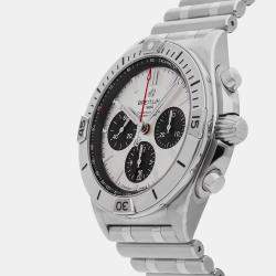 Pre Owned ساعة يد رجالية بريتلينغ كرونومات AB0134101G1A1 أوتوماتيكية فضية ستانلس ستيل 42 ملمي مستعملة