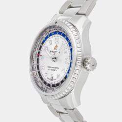 Pre Owned Breitling Aviator 8 B35 Unitime AB3521U01G1A1 Automatic Silver Dial Stainless Steel Men's Wristwatch 43mm