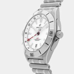 مملوكة مسبقًا ساعة يد رجالية بريتلينغ كرونومات جي إم تي A32398101A1A1 أوتوماتيكية فضية ستانلس ستيل مستعملة 40 مم