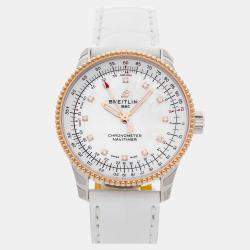 Pre Owned Pre-Owned Breitling Navitimer U17395211A1P4 White Automatic Diamond Stainless Steel Men's Wristwatch 35 MM