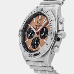 Pre Owned ساعة بريتلينغ كرونوموت B01 AB0134101K1A1 أوتوماتيكية بنية من الفولاذ المقاوم للصدأ للرجال 42 مم مستعملة