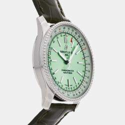 مملوكة مسبقًا ساعة يد رجالية بريتلينغ نافيتايمر A17395361L1P1 تلقائية ستانلس ستيل خضراء 35 مم مستعملة