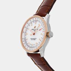 مملوكة مسبقًا Pre-Owned Breitling Navitimer U17395211A1P2 Silver Automatic 18k Rose Gold, Stainless Steel Men's Wristwatch 35 MM