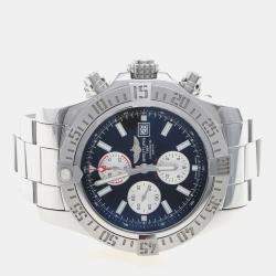 Pre Owned Breitling Super Avenger II A13371 Black Stainless Steel Automatic Men's Watches 48mm
