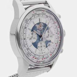 Pre Owned Breitling Transocean AB0510U0/A732 White Stainless Steel Automatic Men's Wristwatch 46mm