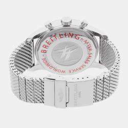 Pre Owned Breitling Transocean AB0510U0/A732 White Stainless Steel Automatic Men's Wristwatch 46mm
